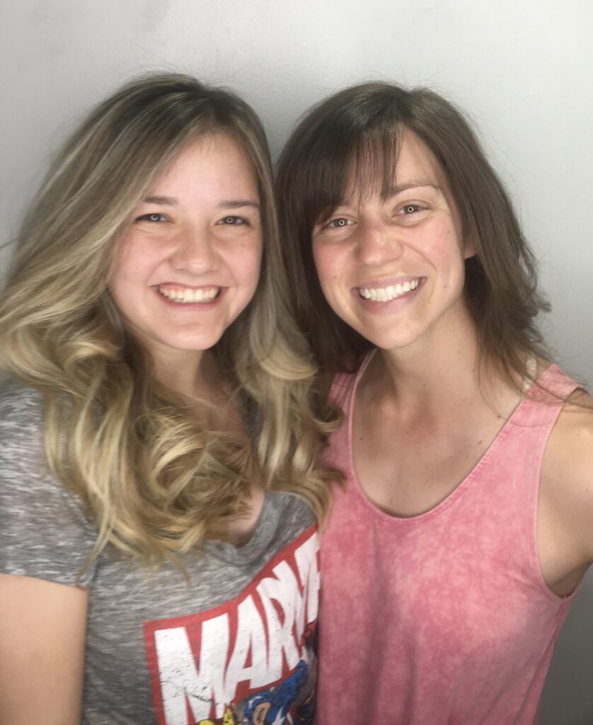 Two clients at LaRoc Salon, a hair salon in Phoenix, AZ, showcasing finished balayage hair styling results